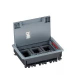 Puszka do podłóg technicznych, o pojemności 12 modułów (22,5x45 mm) montowanych poziomo, z pokrywą standardową z tworzywa, obciąż. 3 kN