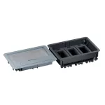 Puszka do podłóg technicznych, o pojemności 12 modułów (22,5x45 mm) montowanych poziomo, z pokrywą standardową z tworzywa, obciąż. 3 kN