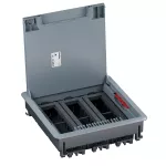 Puszka do podłóg technicznych, o pojemności 24 modułów (22,5x45 mm) montowanych poziomo, z pokrywą standardową z tworzywa, obciąż. 3 kN