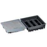 Puszka do podłóg technicznych, o pojemności 24 modułów (22,5x45 mm) montowanych poziomo, z pokrywą standardową z tworzywa, obciąż. 3 kN