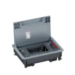 Puszka do podłóg technicznych, o pojemności 8 modułów (22,5x45 mm) montowanych pionowo, z pokrywą standardową z tworzywa, obciąż. 3 kN