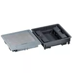 Puszka do podłóg technicznych, o pojemności 16 modułów (22,5x45 mm) montowanych pionowo, z pokrywą standardową z tworzywa, obciąż. 3 kN