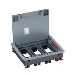 Puszka do podłóg betonowych, o pojemności 18 modułów (22,5x45 mm) montowanych poziomo, z pokrywą standardową z tworzywa, obciąż. 3 kN