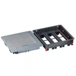 Puszka do podłóg betonowych, o pojemności 24 modułów (22,5x45 mm) montowanych poziomo, z pokrywą standardową z tworzywa, obciąż. 3 kN