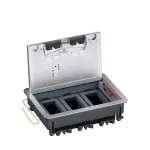 Puszka do podłóg technicznych, o pojemności 12 modułów (22,5x45 mm) montowanych poziomo, z pokrywą standardową z metalu, obciąż. 4 kN