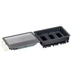 Puszka do podłóg technicznych, o pojemności 12 modułów (22,5x45 mm) montowanych poziomo, z pokrywą standardową z metalu, obciąż. 4 kN