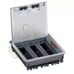 Puszka do podłóg technicznych, o pojemności 24 modułów (22,5x45 mm) montowanych poziomo, z pokrywą standardową z metalu, obciąż. 4 kN
