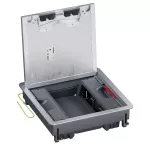 Puszka do podłóg technicznych, o pojemności 16 modułów (22,5x45 mm) montowanych pionowo, z pokrywą standardową z metalu, obciąż. 4 kN