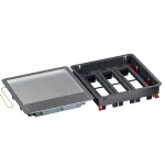 Puszka do podłóg betonowych, o pojemności 24 modułów (22,5x45 mm) montowanych poziomo, z pokrywą standardową z metalu, obciąż. 4 kN