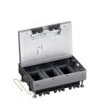 Puszka do podłóg technicznych, o pojemności 12 modułów (22,5x45 mm) montowanych poziomo, z pokrywą licowaną z metalu, obciąż. 5 kN