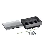 Puszka do podłóg technicznych, o pojemności 12 modułów (22,5x45 mm) montowanych poziomo, z pokrywą licowaną z metalu, obciąż. 5 kN