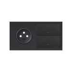 Simon 100 W100-10020221x-238 Panel 2-krotny: 1 gniazdo + 1 klawisz + 1 zaślepka; czarny mat