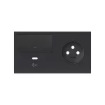 Simon 100 W100-10020260X-238 Panel 2-krotny: 1 gniazdo + 1 klawisz + 1 ładowarka USB C (lewa strona); czarny mat