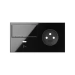 Simon 100 W100-10020262X-138 Panel 2-krotny: 1 gniazdo + 1 ściemniacz + 1 ładowarka USB C (lewa strona); czarny