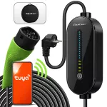 Qoltec Mobilna ładowarka do samochodu elektrycznego EV i hybryd z regulacją 2w1 Typ2 | 3.5kW | 230V | SCHUKO 16A | Wi-fi | TUYA | LED |  5m 