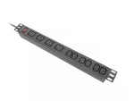 LISTWA ZASILAJĄCA RACK PDU 19" LANBERG 1U 16A 2M 4X C19 6X IEC C13 CZARNA C20