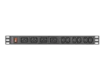 LISTWA ZASILAJĄCA RACK PDU 19" LANBERG 1U 16A 2M 4X C19 6X IEC C13 CZARNA C20