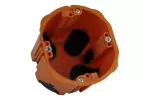 Puszka do pustych ścian PRIMEBOX, głęboka 60mm, fi74, łączeniowa, z wkrętami, wiatroszczelna, bezhalogenowa, pomarańczowa, IP30