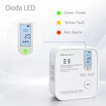 Qoltec Certyfikowany bezprzewodowy Czujnik tlenku węgla (czadu) z baterią | detektor CO | TUYA | Wi-fi | żywotność sensora 10 lat | alarm 85dB | LED