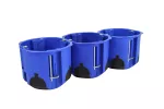 Puszka do pustych ścian PRIMEBOX, głęboka 60mm, fi74, łączeniowa, z wkrętami, wiatroszczelna, bezhalogenowa, niebieska 850st C, IP30