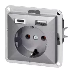 Gniazdo pojedyncze p/t 2P+Z, Schuko, z ładowarką USB A+C Pearl, 16 A, 250 V, PT-17P/USB A+C, antracyt