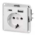 Gniazdo pojedyncze p/t 2P+Z, Schuko, z ładowarką USB A+C Pearl, 16 A, 250 V, PT-17P/USB A+C, biały