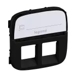 VALENA ALLURE - PLAKIETKA CZARNA GNIAZDA PODWÓJNEGO 2XRJ11 LUB 2XRJ45 LUB RJ11/RJ45 Z ETYKIETĄ