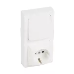 OTEO - ŁĄCZNIK Z GNIAZDEM SCHUKO BIAŁY KOMPLET 10AX-16A-250V~