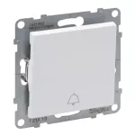SUNO - Przycisk pojedynczy z symbolem dzwonka - 6 A - 250 V~ - zaciski automatyczne, Biały