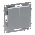 SUNO - Przycisk podwójny - 6 A - 250 V~ - zaciski automatyczne, Aluminium