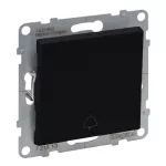 SUNO - Przycisk pojedynczy z symbolem dzwonka - 6 A - 250 V~ - zaciski automatyczne, Czarny