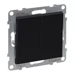 SUNO - Przycisk podwójny - 6 A - 250 V~ - zaciski automatyczne, Czarny