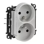 VALENA LIFE GNIAZDO 2 P+Z Z PRZESŁONĄ DO RAMEK WIELOKROTNYCH ALUMINIUM 16 A – 250 V~