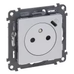 VALENA LIFE - GNIAZDO 2P+Z Z GNIAZDEM USB TYP C - ALUMINIUM