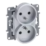 NILOE SELECTION - GNIAZDO 2 X 2P+Z DO RAMEK WIELOKROTNYCH (BEZ PRZESŁONY, ZACISKI ŚRUBOWE) ALUMINIUM