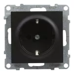 SUNO - Gniazdo SCHUKO 2P+Z - 16 A - 250 V~ - z przesłoną - zaciski automatyczne, Czarny