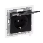 SUNO - Gniazdo SCHUKO 2P+Z- 16 A - 250 V~ - z przesłoną IP44 - zaciski automatyczne, Czarny