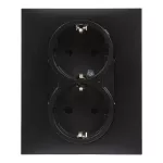 SUNO - Gniazdo SCHUKO 2x2P+Z z przesłoną - zaciski automatyczne (monoblok), Czarny