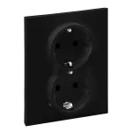 SUNO - Gniazdo SCHUKO 2x2P+Z z przesłoną - zaciski automatyczne (monoblok), Czarny
