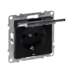 SUNO - Gniazdo SCHUKO 2P+Z - 16 A - 250 V~ - z przesłoną IP 21 - zaciski automatyczne, Czarny