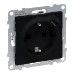 SUNO - Gniazdo SCHUKO 2P+Z - 16 A - 250 V~ - + USB TYP C - 1,5 A - 5 V, Czarny