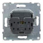 SUNO - Gniazdo 2P+Z IP44 - 16 A - 250 V~ - zaciski automatyczne - z przesłoną, Czarny