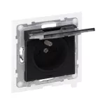 SUNO - Gniazdo 2P+Z IP44 - 16 A - 250 V~ - zaciski automatyczne - z przesłoną, Czarny