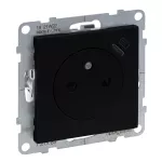 SUNO - Gniazdo płaskie 2P+Z - 16 A - z USB Typ - C - 1,5 A - zaciski automatyczne - z przesłoną, Czarny