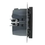 SUNO - Gniazdo płaskie 2P+Z - 16 A - z USB Typ - C - 1,5 A - zaciski automatyczne - z przesłoną, Czarny