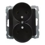 SUNO - Gniazdo 2X2P+Z - 16 A - 250 V~ - zaciski śrubowe - możliwość montażu w ramkach wielkorotynych, Czarny