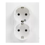 SUNO - Gniazdo SCHUKO 2x2P+Z z przesłoną - zaciski automatyczne (monoblok), Biały
