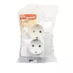 SUNO - Gniazdo SCHUKO 2x2P+Z z przesłoną - zaciski automatyczne (monoblok), Biały