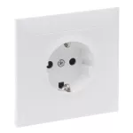 SUNO - Gniazdo SCHUKO 2P+Z - 16 A - 250 V~ - z przesłoną - kompletne - zaciski śrubowe, Biały