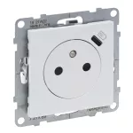SUNO - Gniazdo płaskie 2P+Z - 16 A - z USB Typ - C - 1,5 A - zaciski automatyczne - z przesłoną, Biały